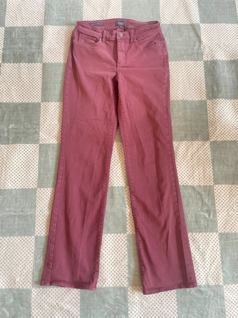 NYDJ Marilyn Straight Jeans Dark Cherry (Size 0)
